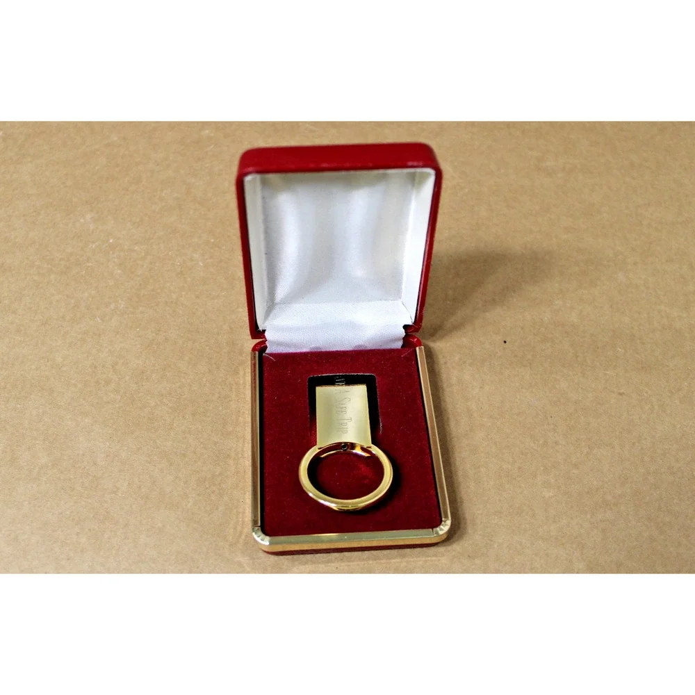 Engravable Gold Metal Keychain, Gift Boxed, 